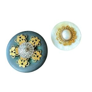 Antique‎ Button Pins Embellished Brooches (2)
